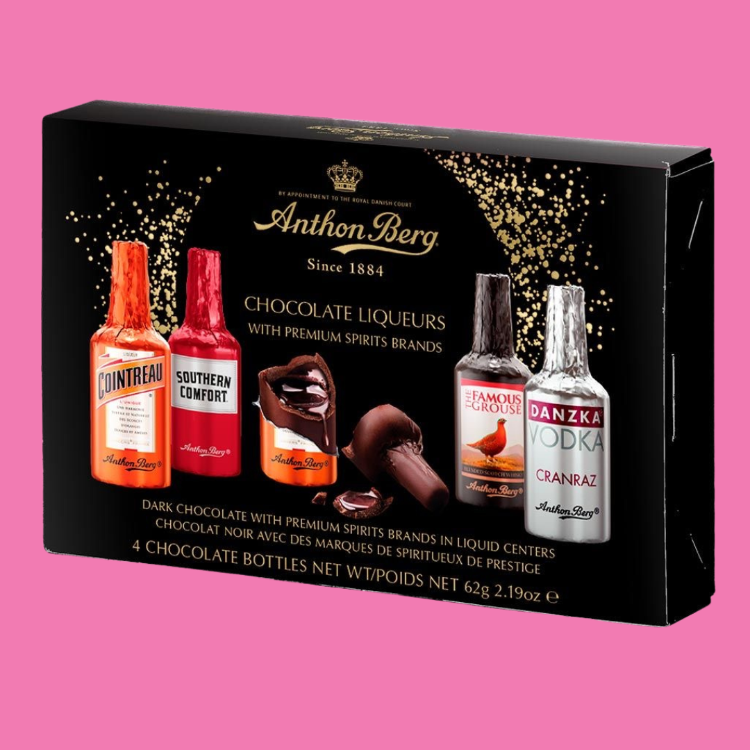 Anthon Berg Liqueur Chocolates Gift - Luxury 4 Dark Chocolate Liqueurs 62g